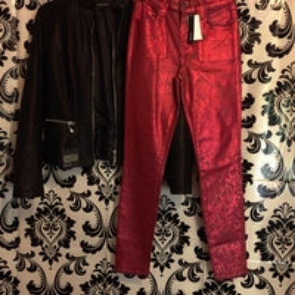 J BRAND ALANA RED CHEETAH LEATHER - NWT - HOT!! - Picture 3 of 10